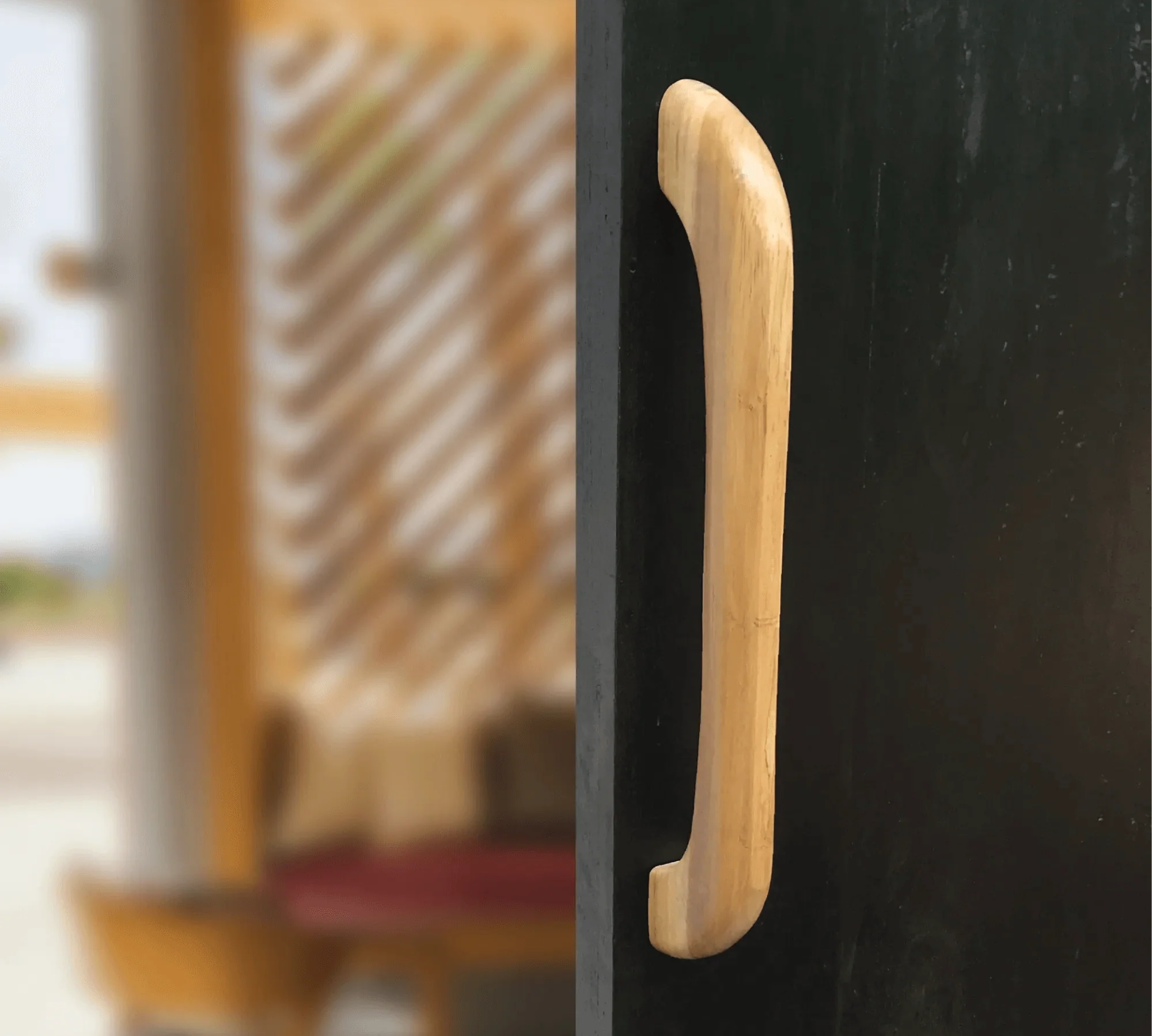 Wood Ceylon Classic Door Handle in Natural Finish for Elegant Home Décor
