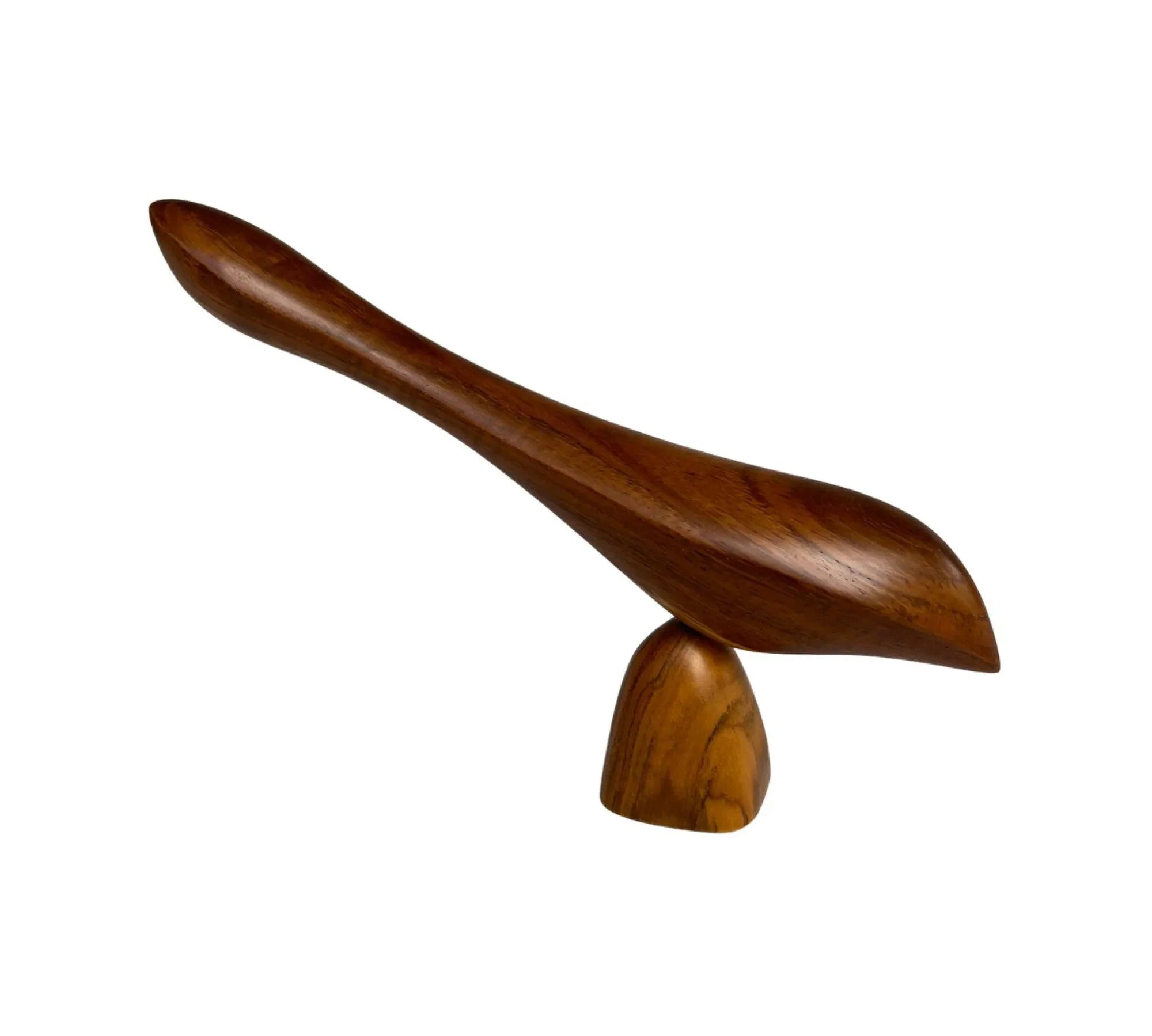 Wood Ceylon wooden bird sculpture with smooth polished finish and minimalist design