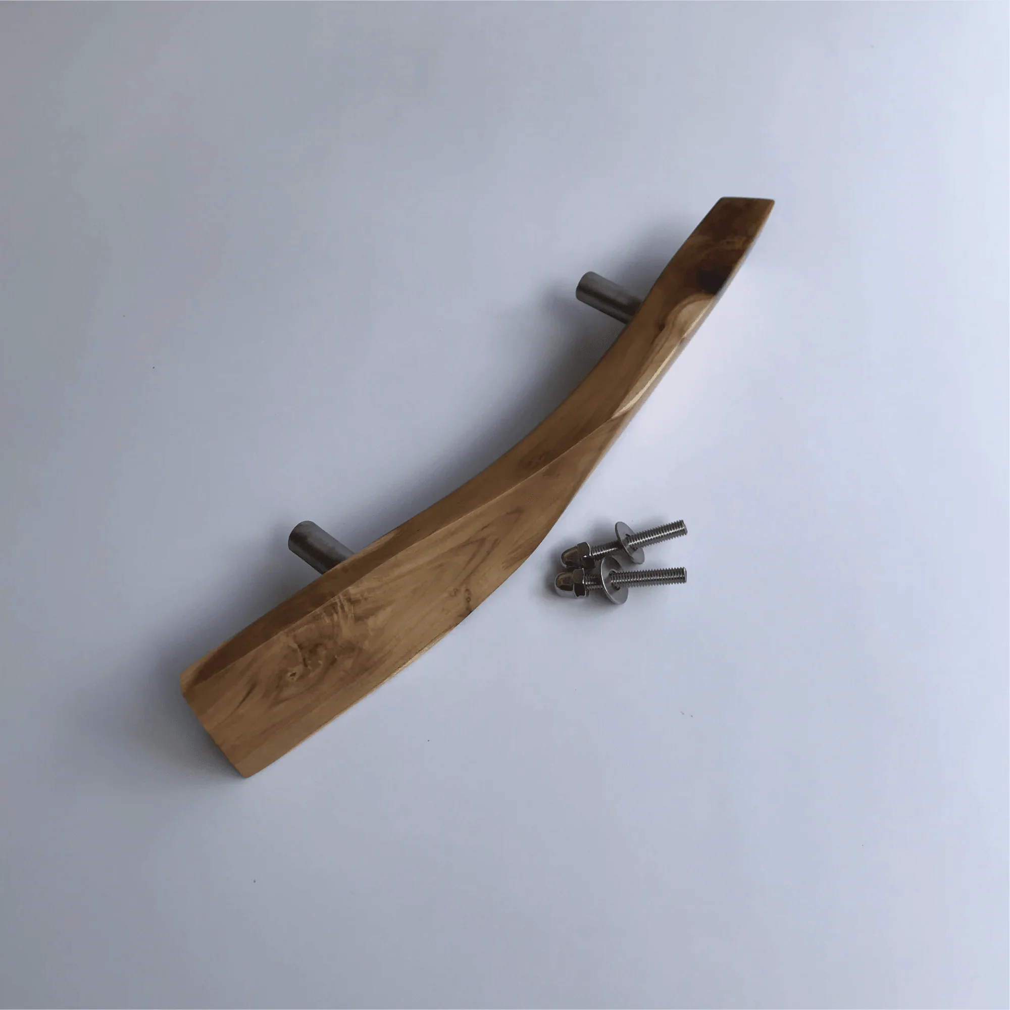 Elegant solid wooden door handle crafted from high-quality wood with metal fittings