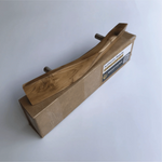 Stylish solid wooden door handle by Wood Ceylon with a natural finish and smooth curves