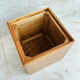 Wood Ceylon kitchen canister set of 3 wooden container showing open top and natural wood grain