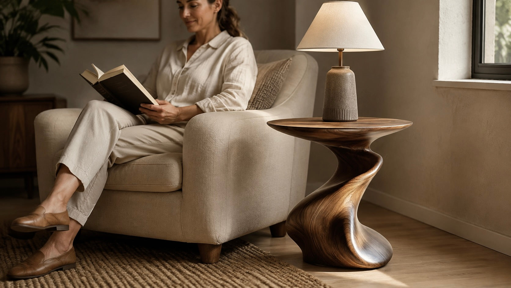 Handcrafted wood side table