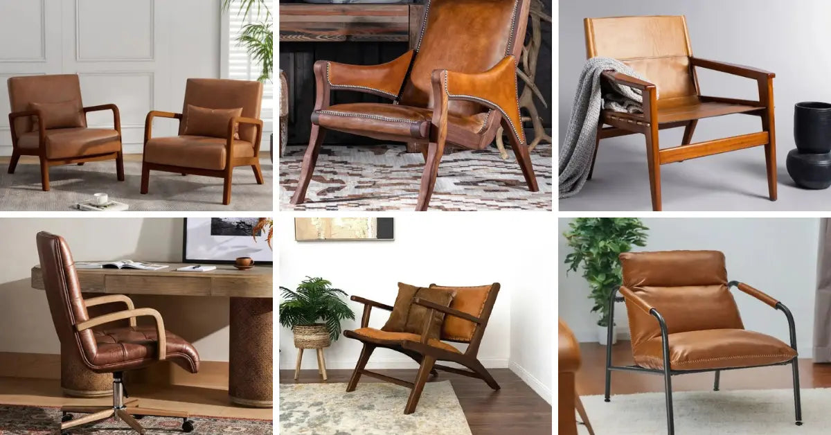 stylish wood and leather chair designs in various home settings for cozy and elegant decor