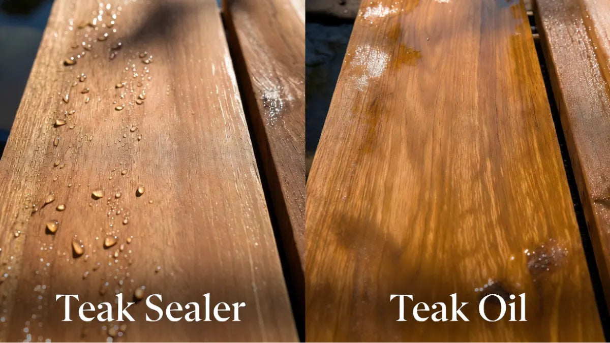 Comparison of teak oil and teak sealer on teak wood surface