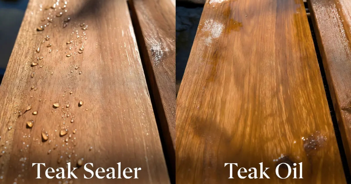 Comparison of teak oil and teak sealer on teak wood surface