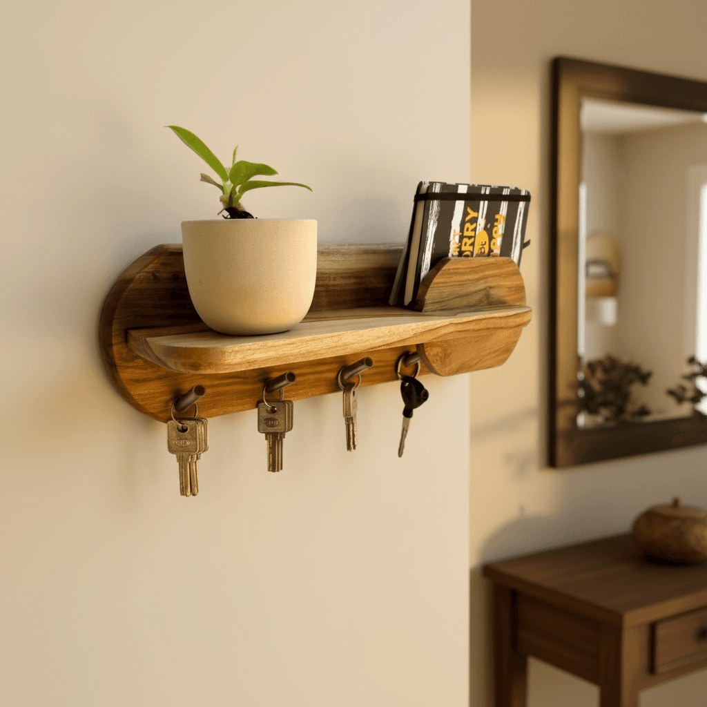 Handmade Teak Wood Floating Shelves