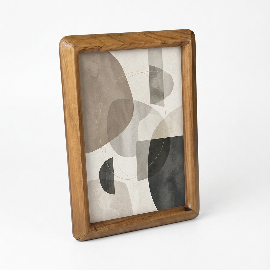 Beveled Teak Wooden Picture Frame – Angled Edge, Sizes Up to 24x36"