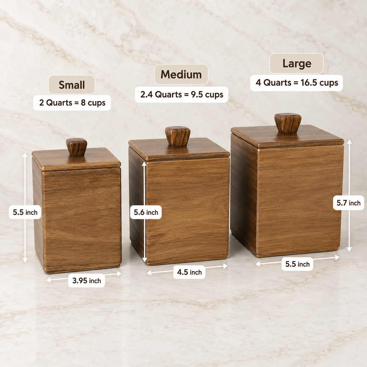 Handcrafted Teak Kitchen Canister Set