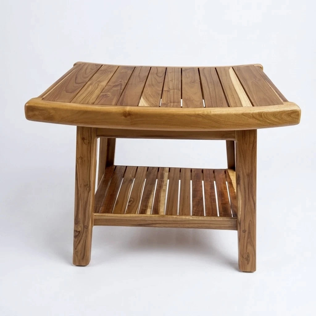 Close-up of handcrafted teak bench legs and mortise joint construction – Wood Ceylon