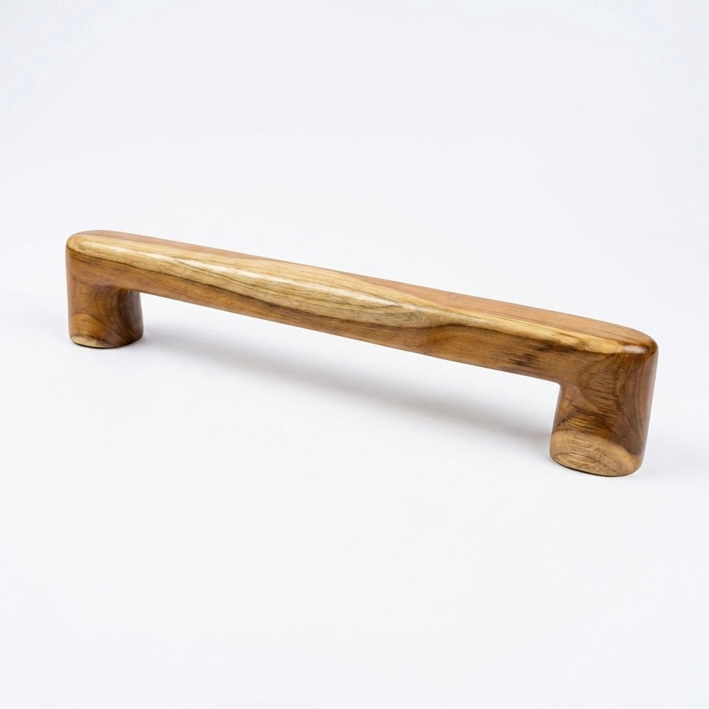 Curved Teak Wood Double Door Pull Handle Set – 18" | 15" Center-to-Center – 033