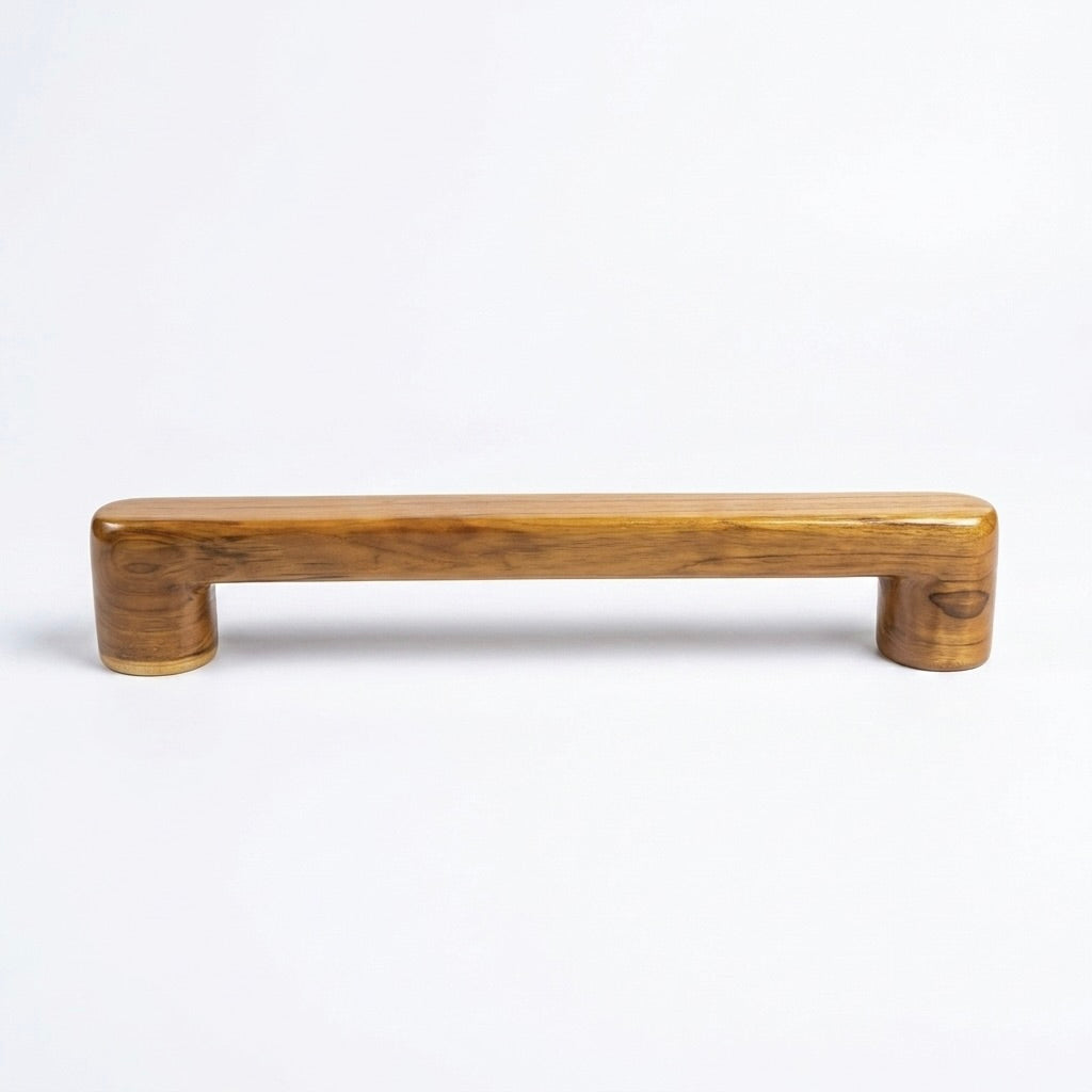 Curved Teak Wood Double Door Pull Handle Set – 18" | 15" Center-to-Center – 033