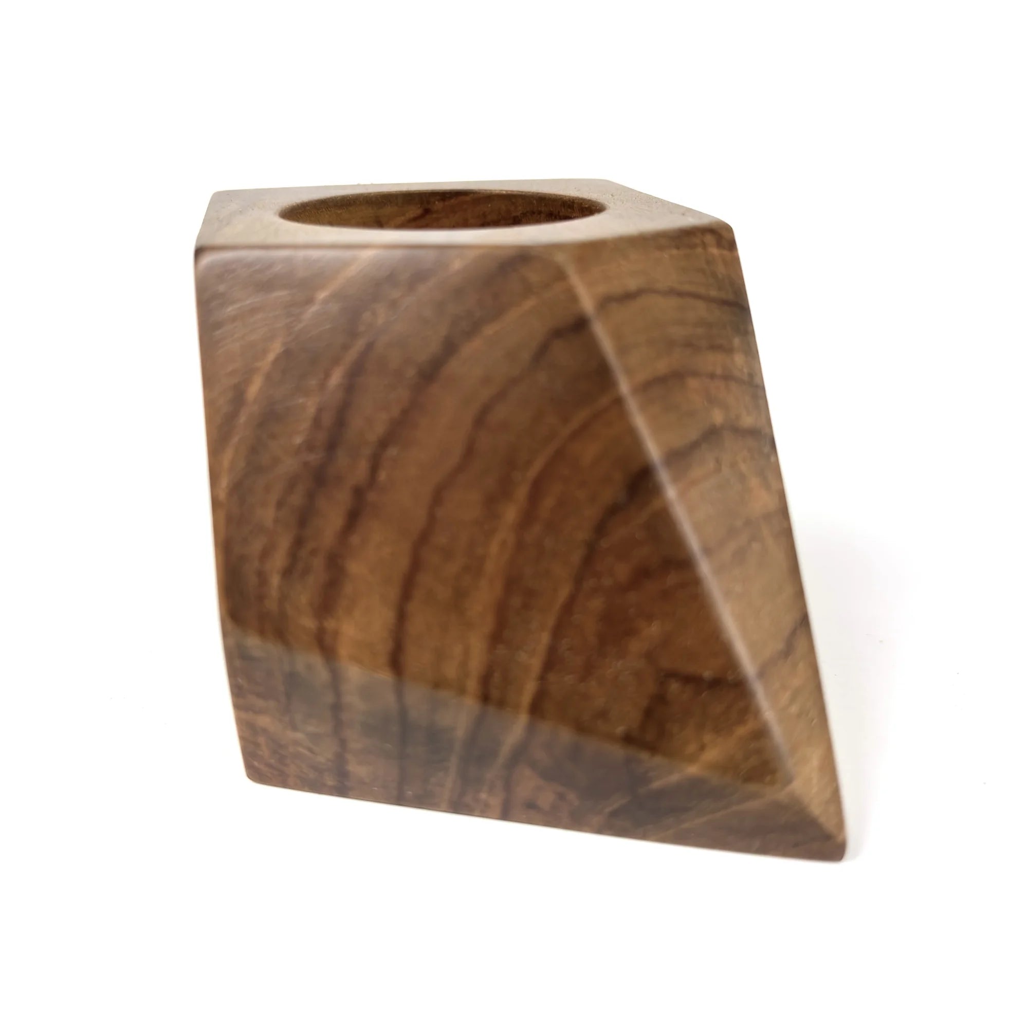 Teak wood cactus holder with a unique angular designa