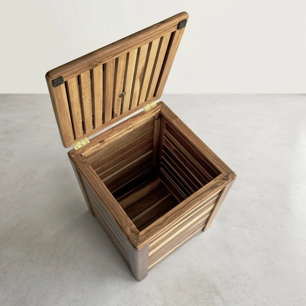 Handmade Teak Storage Bench with Cushion
