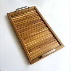 Teak Wood Serving Tray with Handles - Wood Ceylon