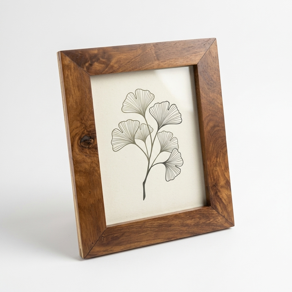 Teak wooden picture frame in 8x10 size on fabric surface