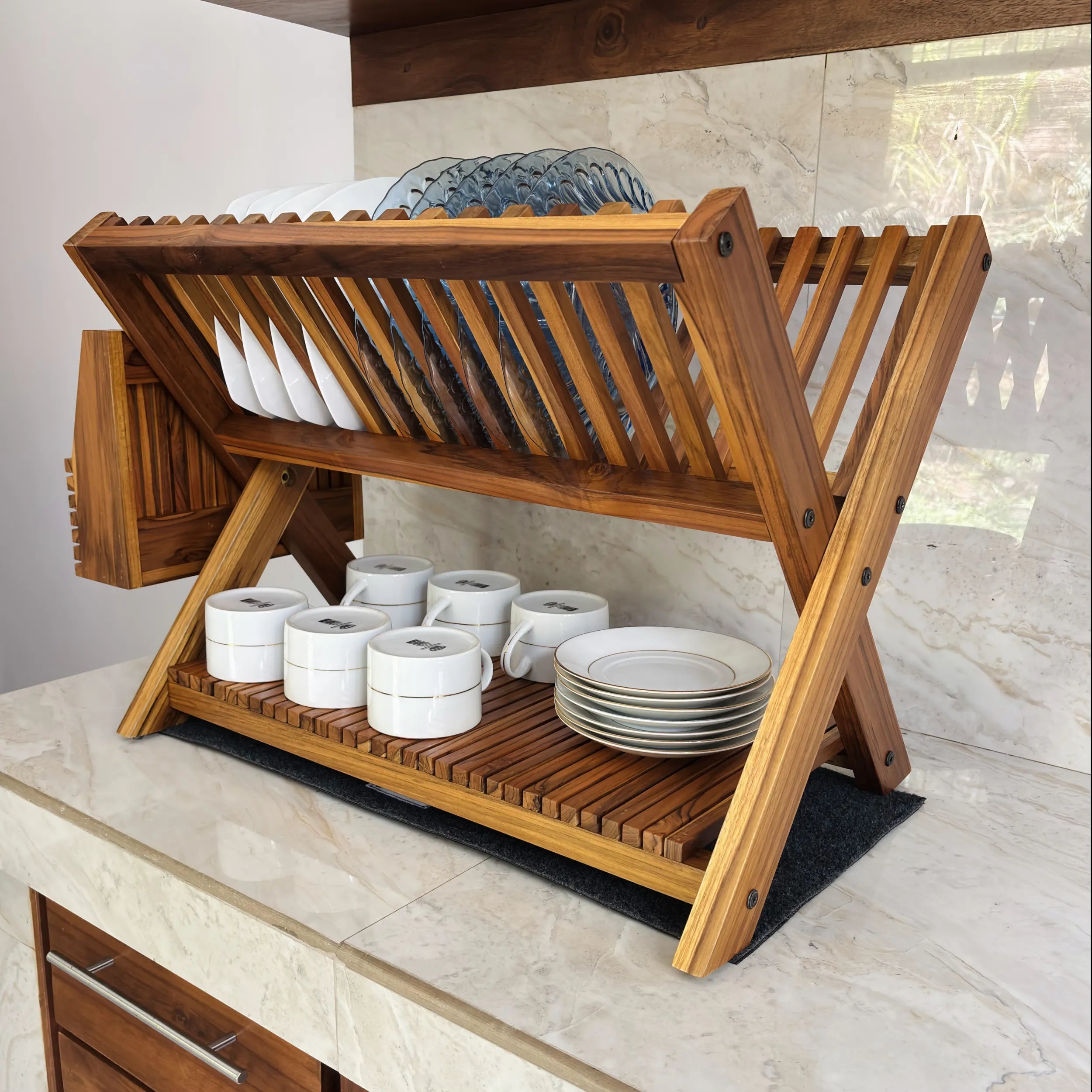 Handmade Teak Versatile Dish Drying Rack