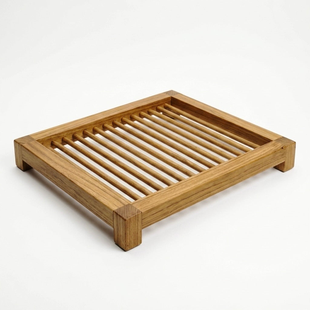 Teak drying rack in natural finish for efficient air drying