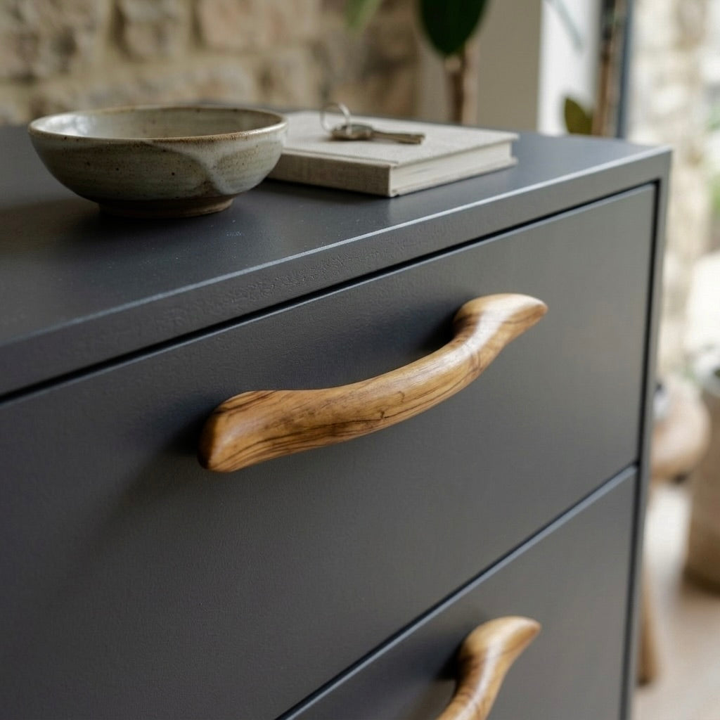 14" Sculptural Teak Cabinet Handle & Drawer Pull 