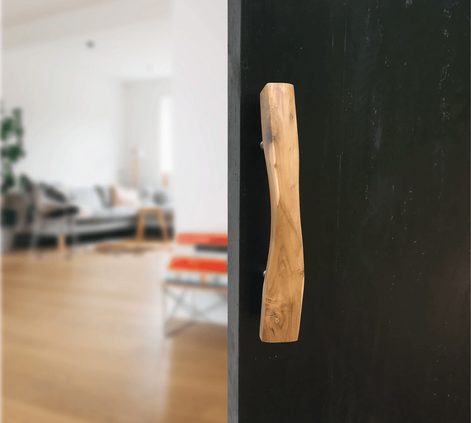 Modern Wood-Glass Door Handle - 028 - Wood Ceylon