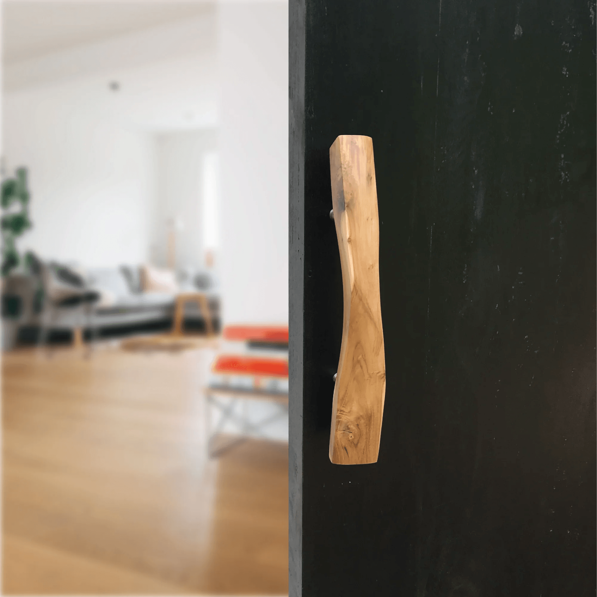 Modern Wood-Glass Door Handle - 028 - Wood Ceylon