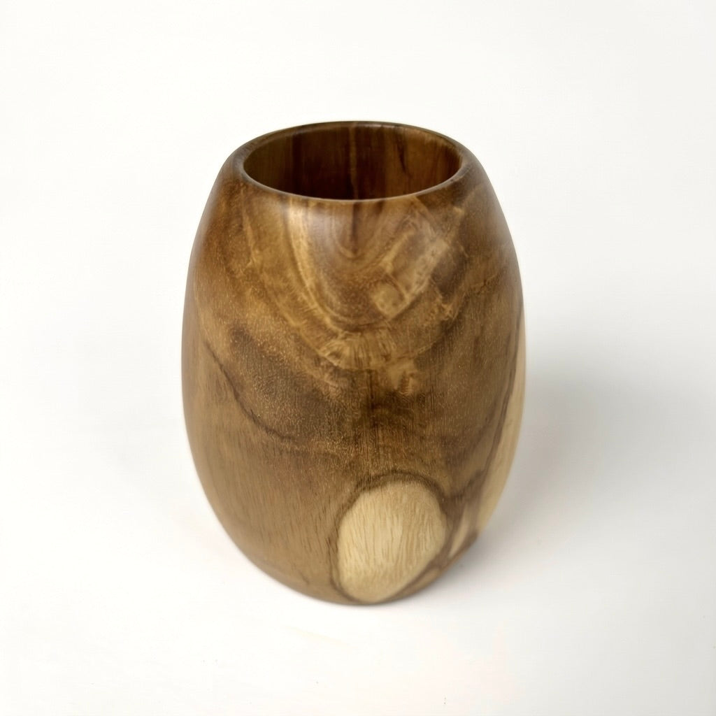 Teak succulent planter in natural wood finish for stylish decor