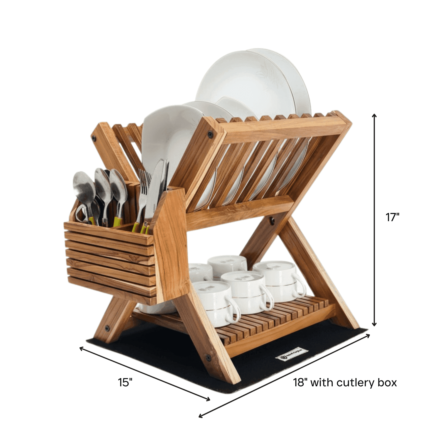 Small Dish Drying Rack - Handcrafted Teak Wood