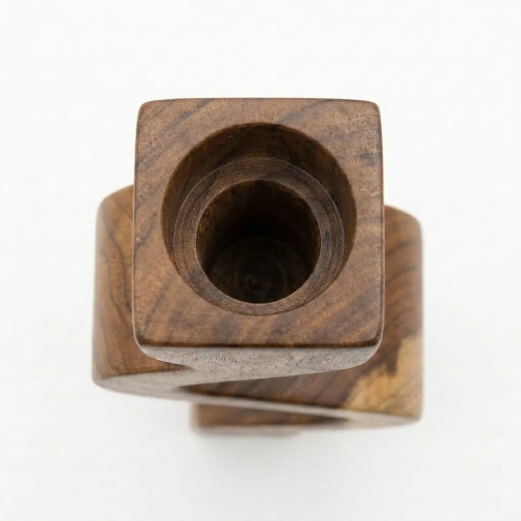Gift-wrapped Wood Ceylon teak candle holder ready for a special occasion