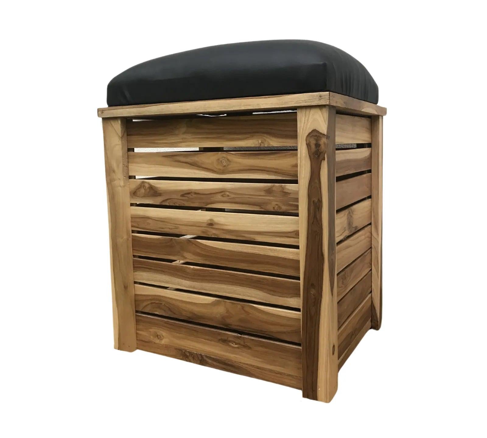 Teak Storage Bench with Cushion - Wood Ceylon