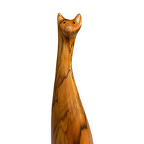 Hand-Carved Teak Wooden Cat Sculpture - Wood Ceylon