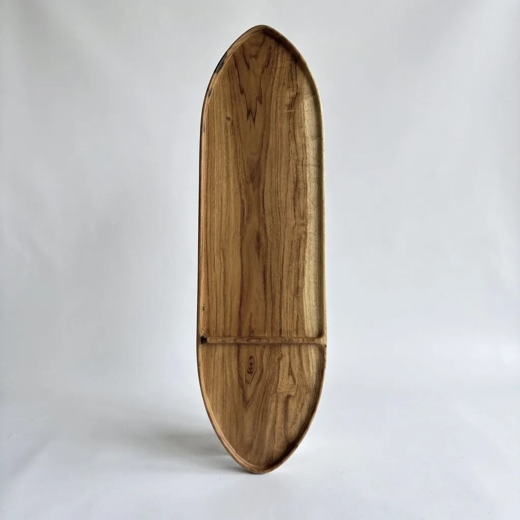 Custom teak wood bathtub tray with linen towel — handmade in Sri Lanka by WoodCeylon