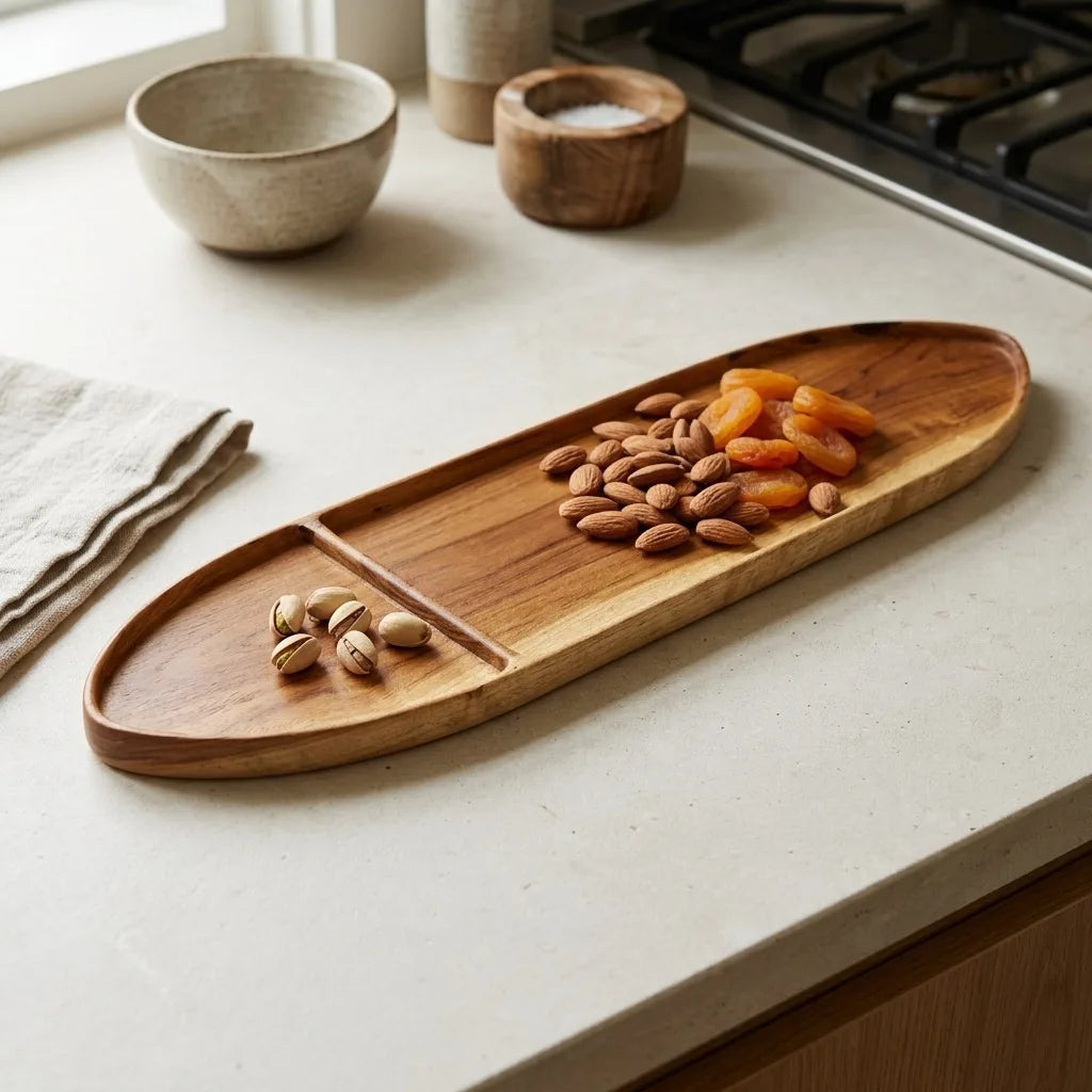 Wooden bathtub tray holding book and phone — custom teak bath caddy by WoodCeylon