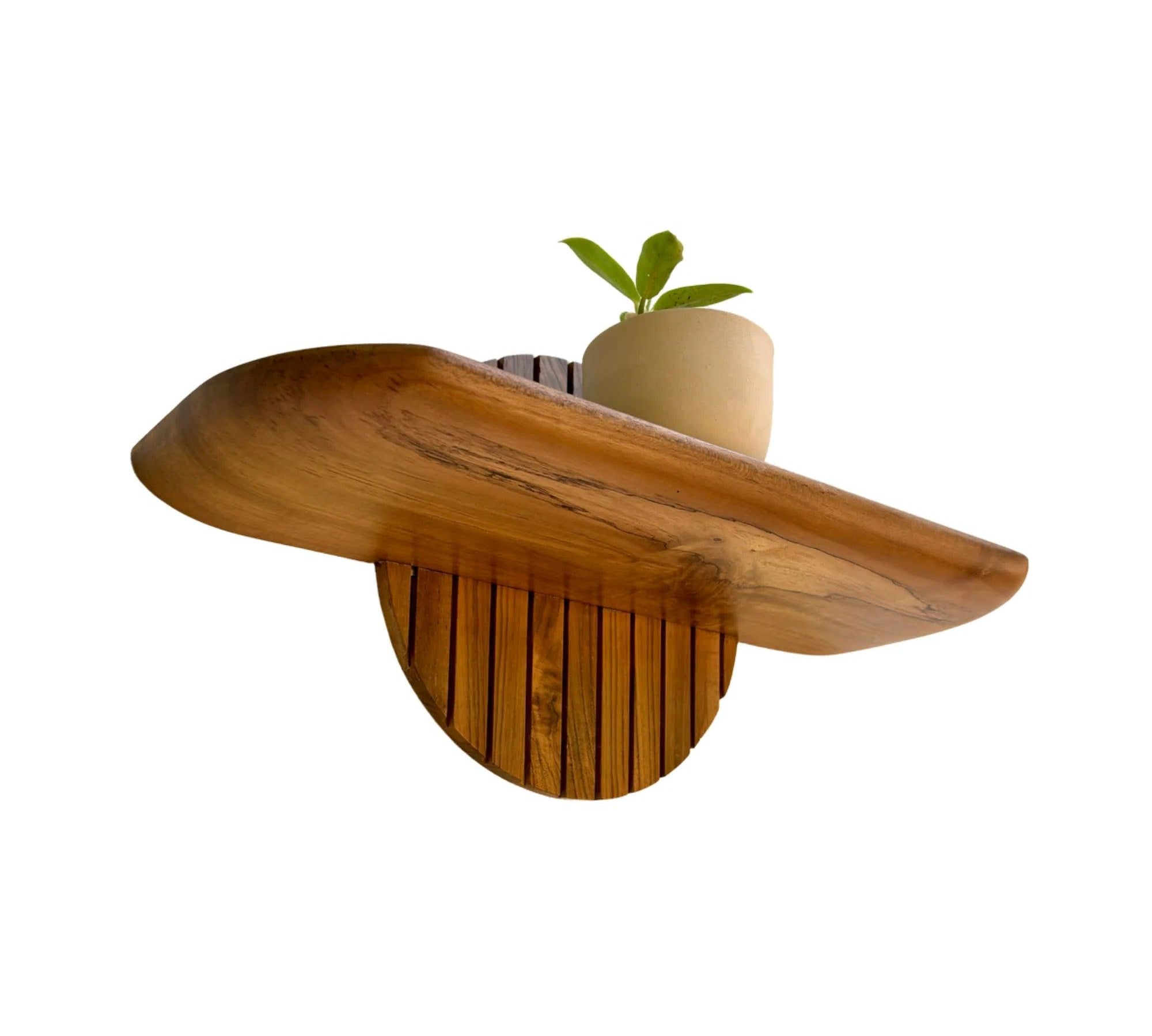 Teak Wooden Floating Plant Shelf - Wood Ceylon