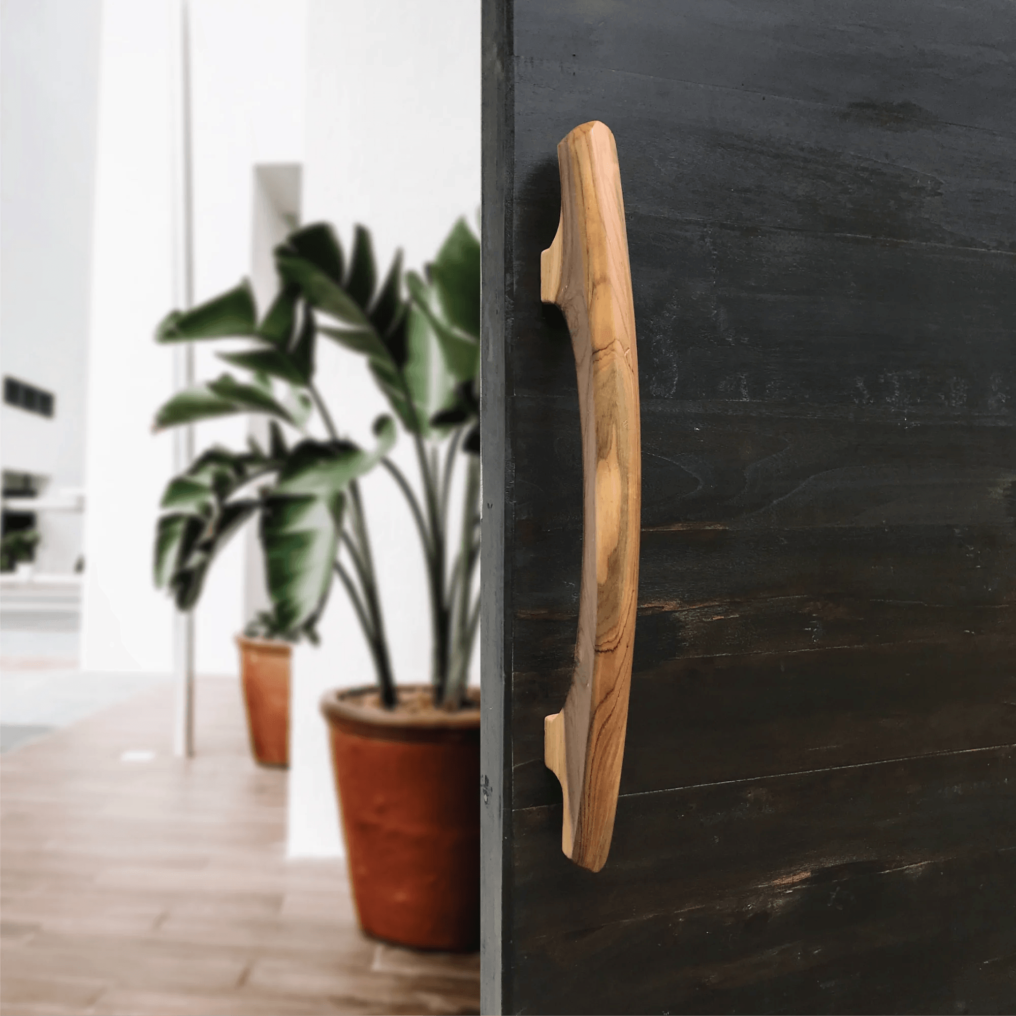 Handmade Exterior Front Door Handle - 009 - Wood Ceylon