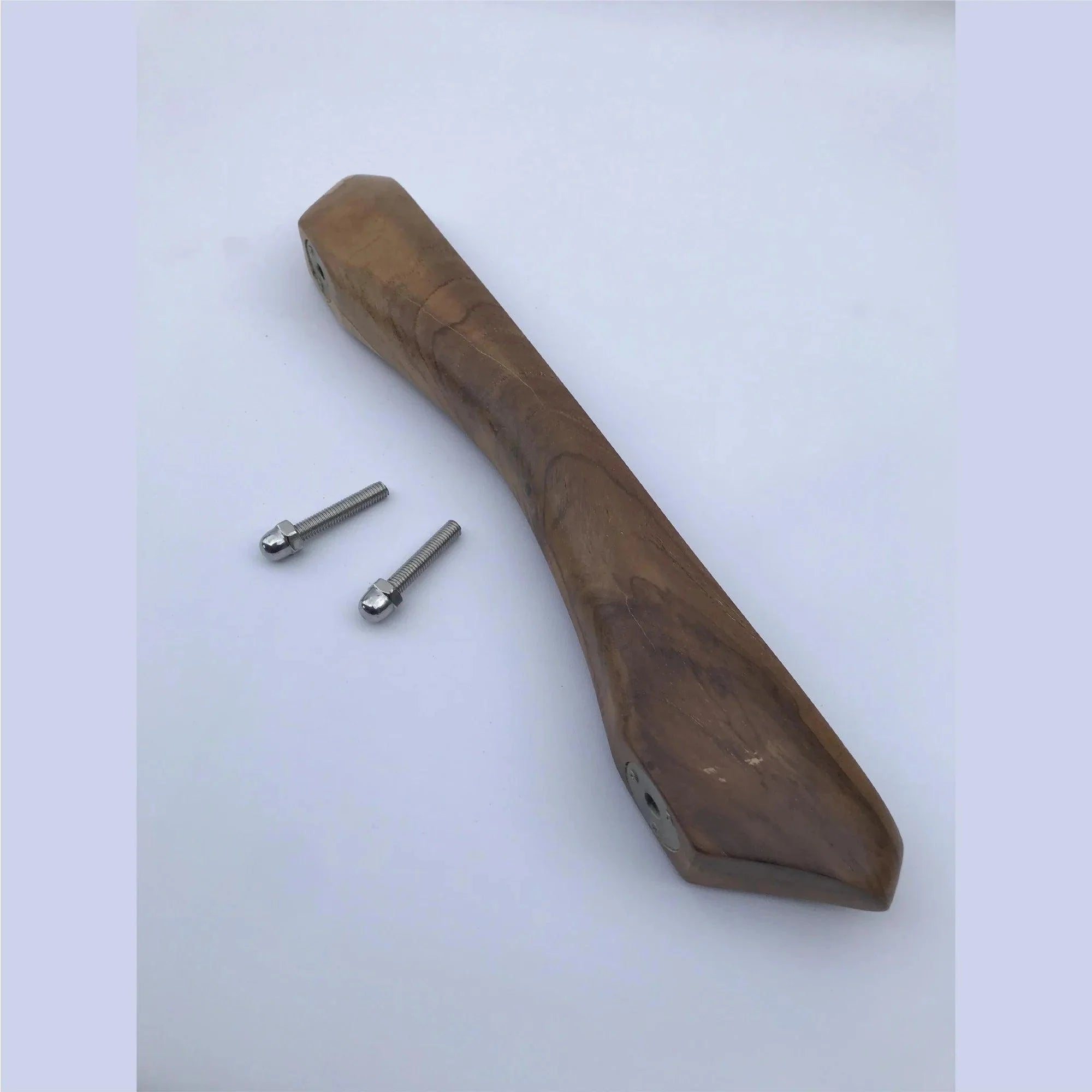 Teak Cabinet Pull Handle in natural finish with installation screws