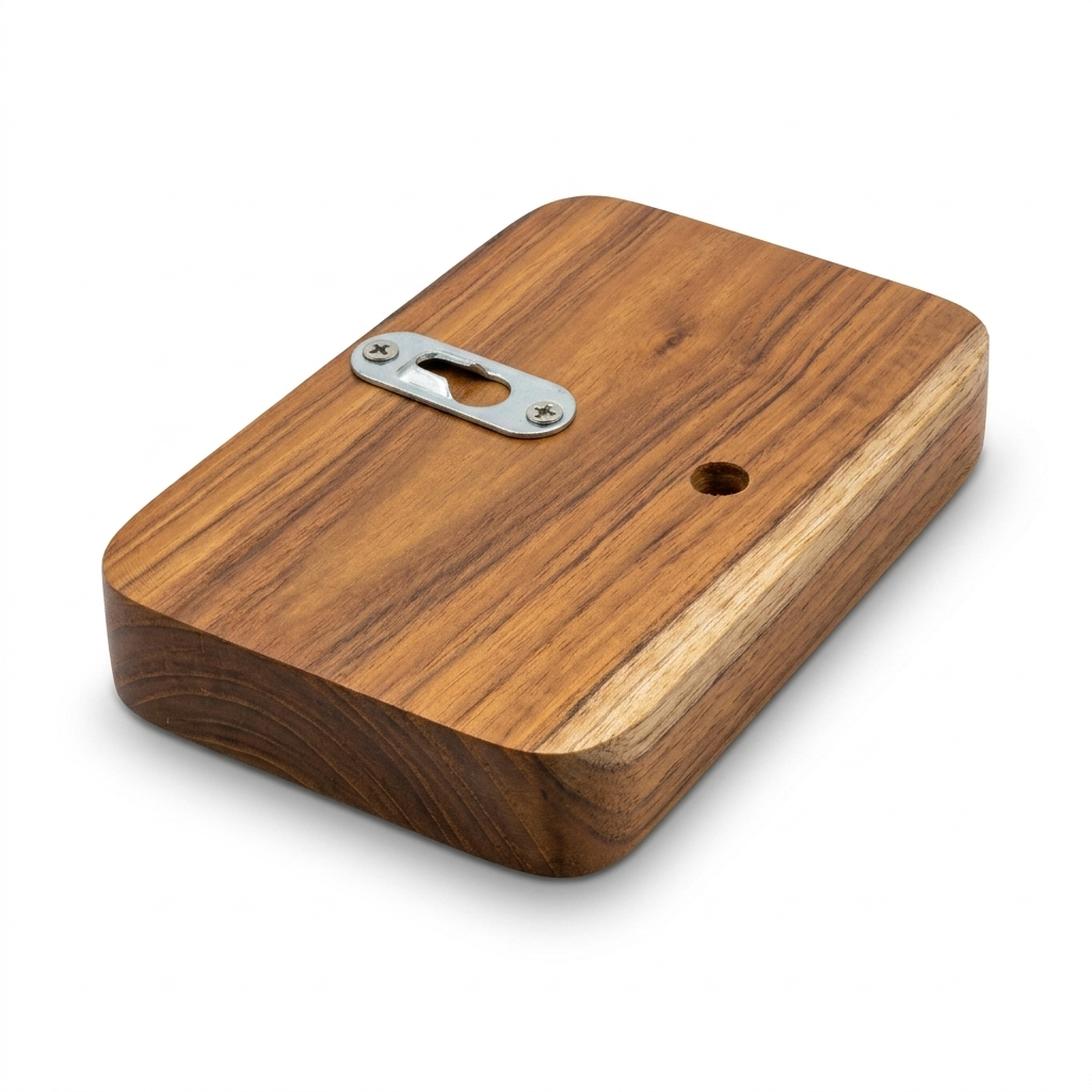Personalized wooden QR code sign made of teak in natural finish