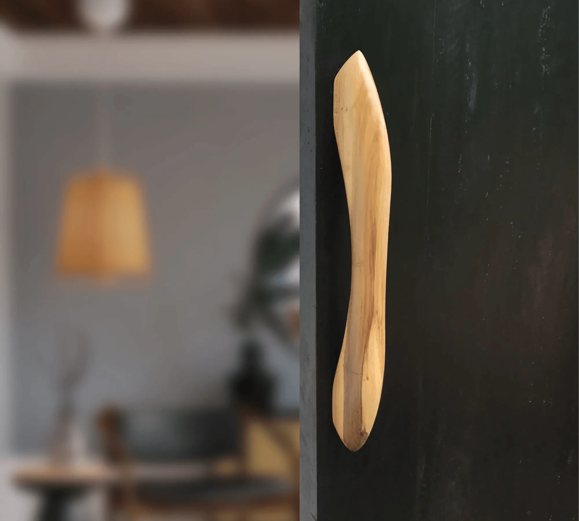 Elegant Wood Ceylon closet door handle made from natural wood for modern interiors