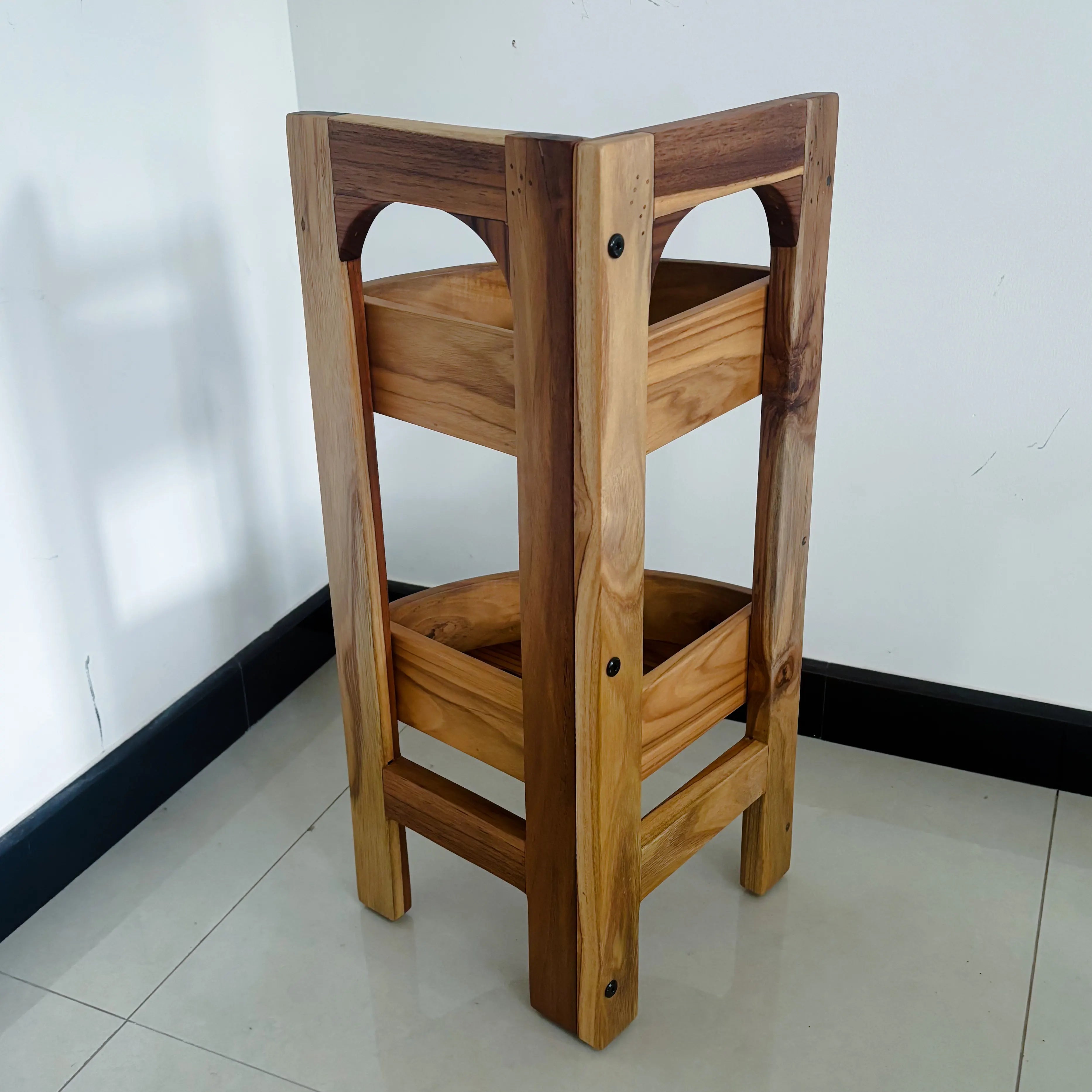 Wood Ceylon handcrafted corner shelf made from natural wood for stylish home organization