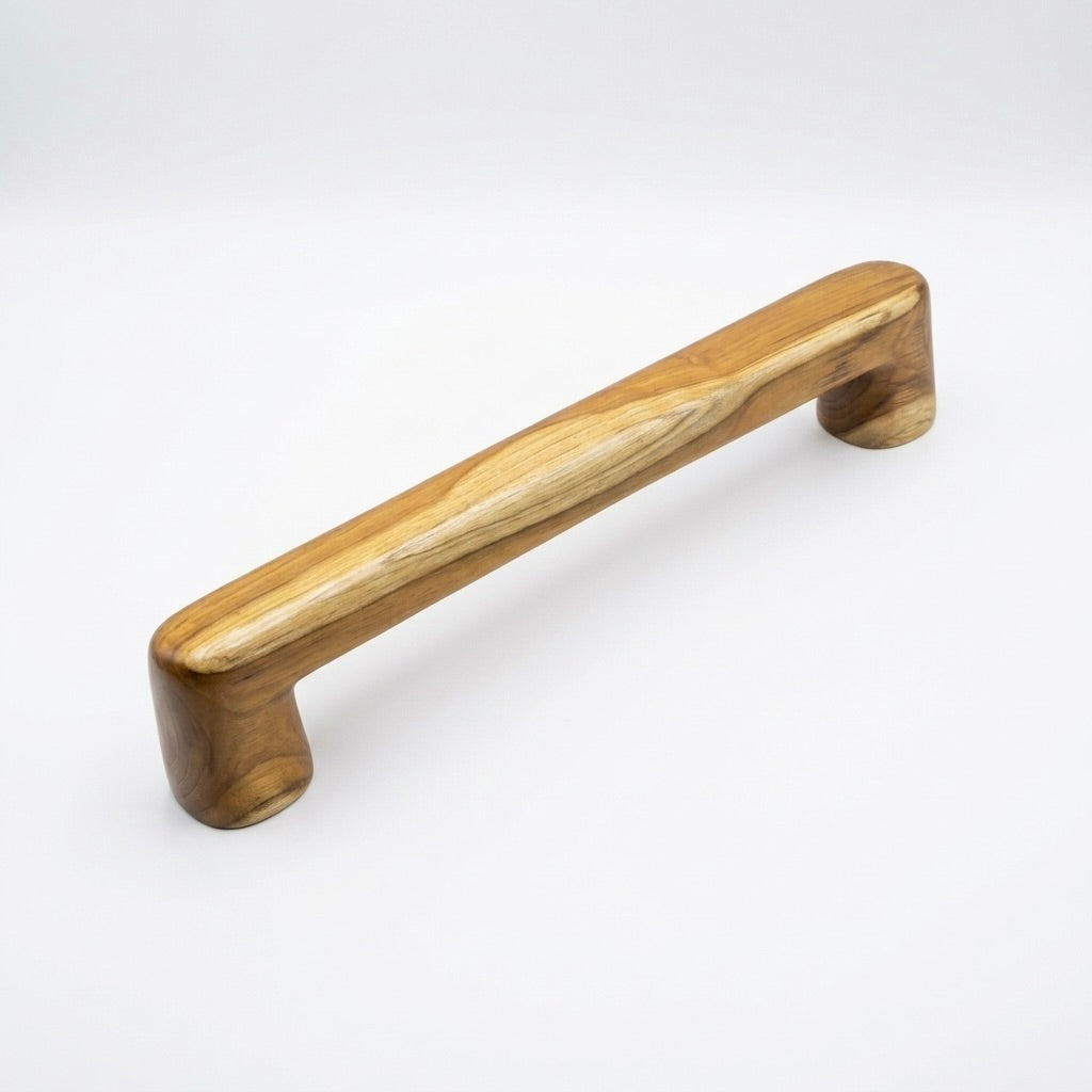 Teak Double Door Pull Handle, natural wood finish for elegant entryways