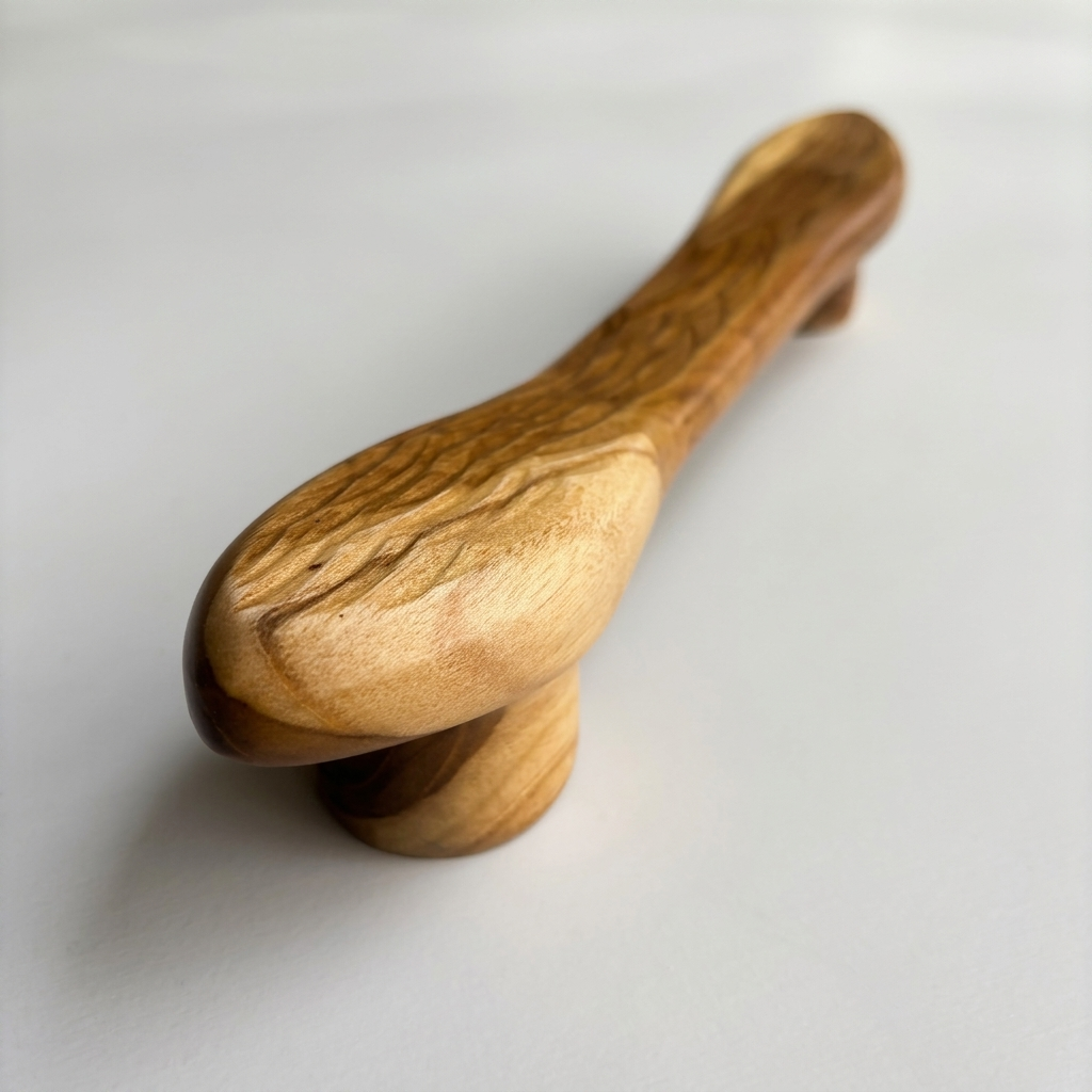 Teak drawer pull handle in natural wood finish