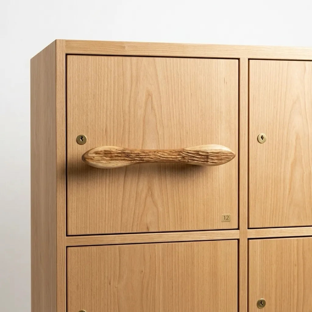 Teak wood drawer pull handle in natural finish for cabinets-
