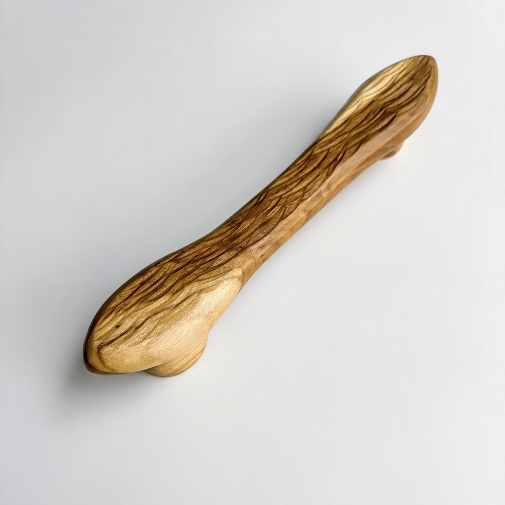 Teak drawer pull handle in natural finish for cabinets