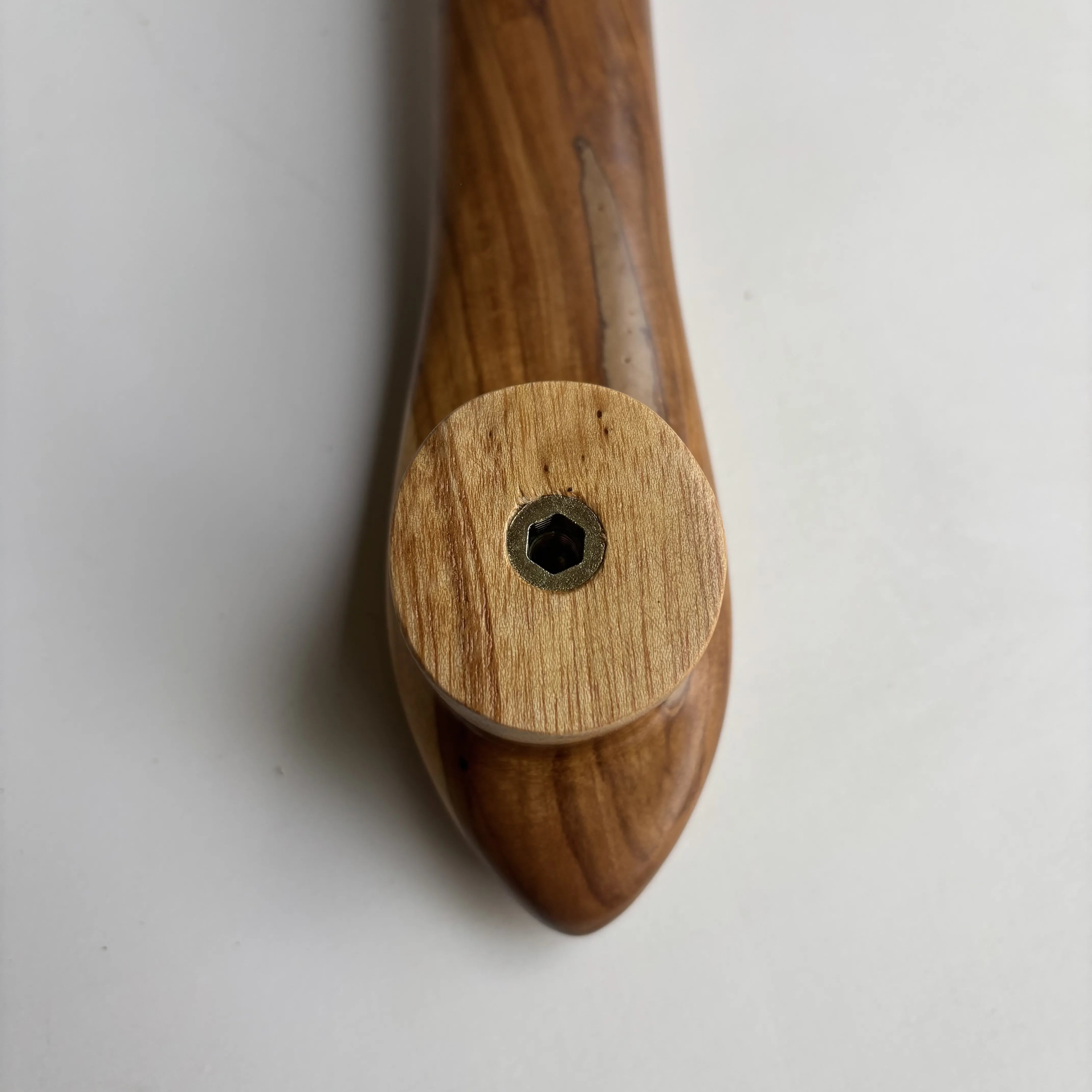 Teak wood drawer pull handle with a smooth finish