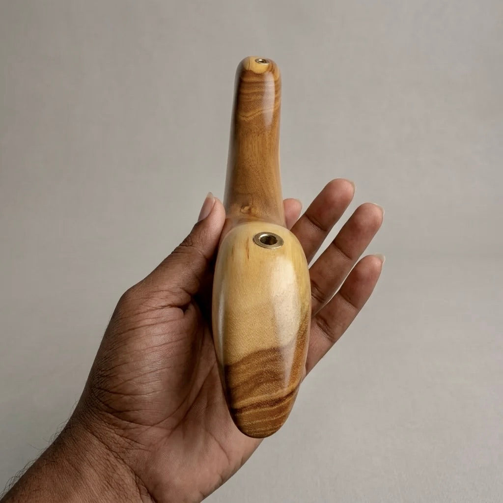 Teak drawer pull in natural wood finish for stylish cabinetry