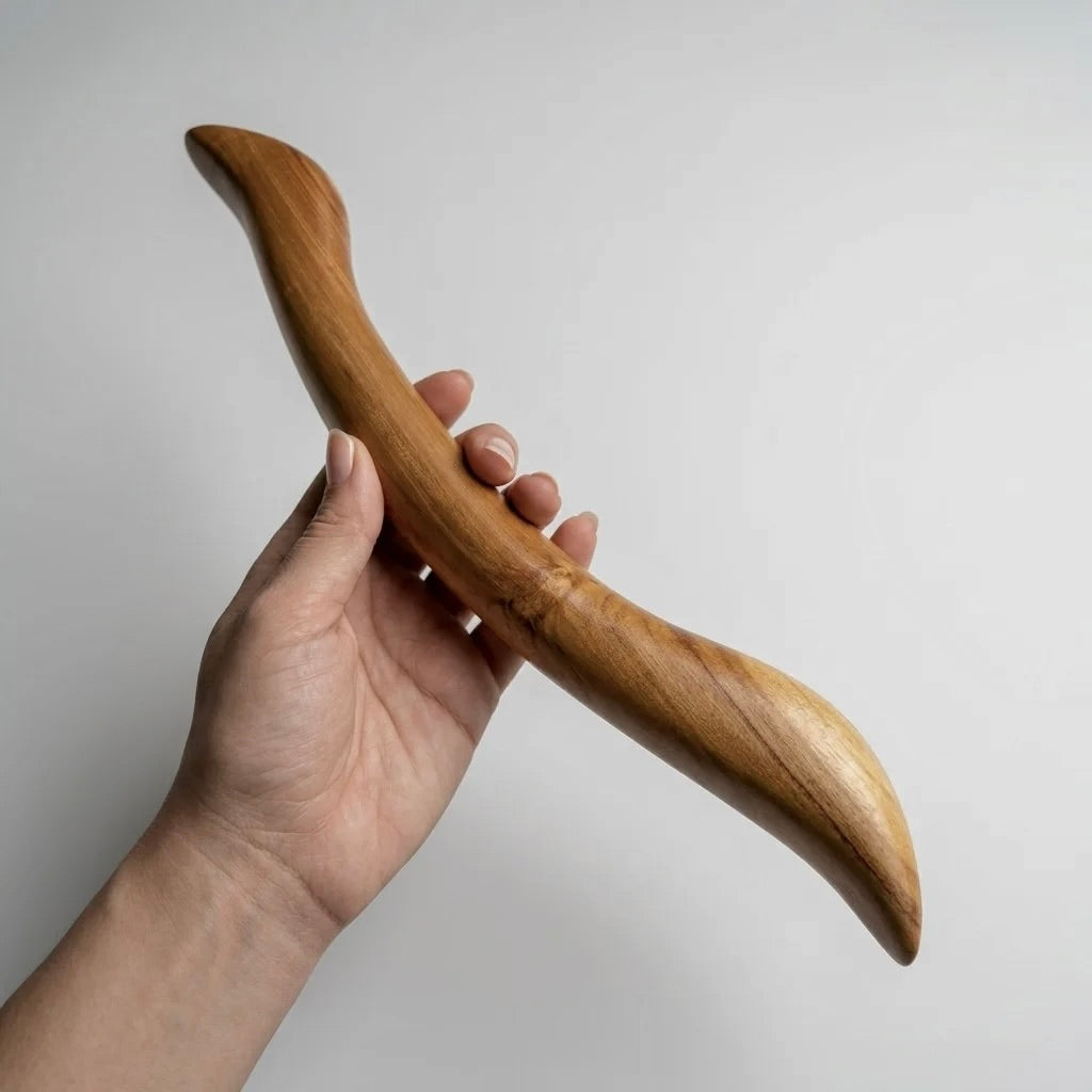 Teak wood drawer pull in a sleek, modern design