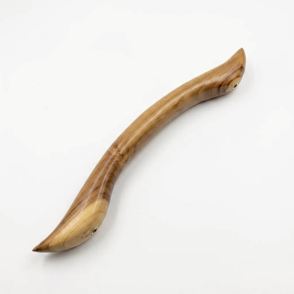 Teak wood drawer pull with a sleek natural finish