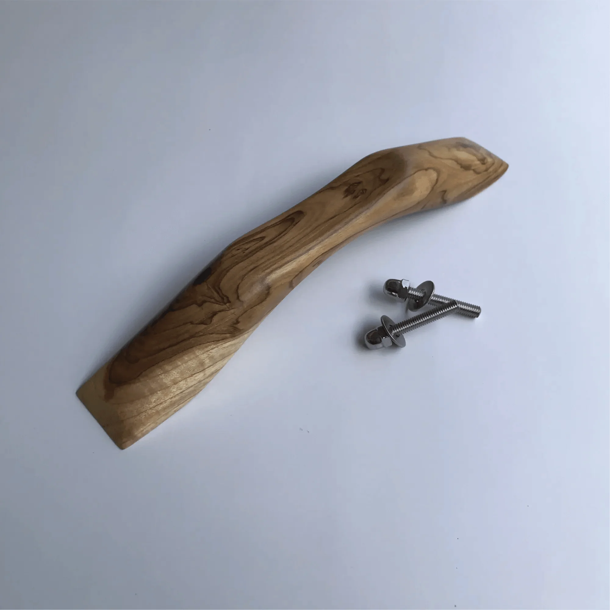 Natural Olive Wood Drawer Pull with Attached Screws for Stylish Cabinet Hardware