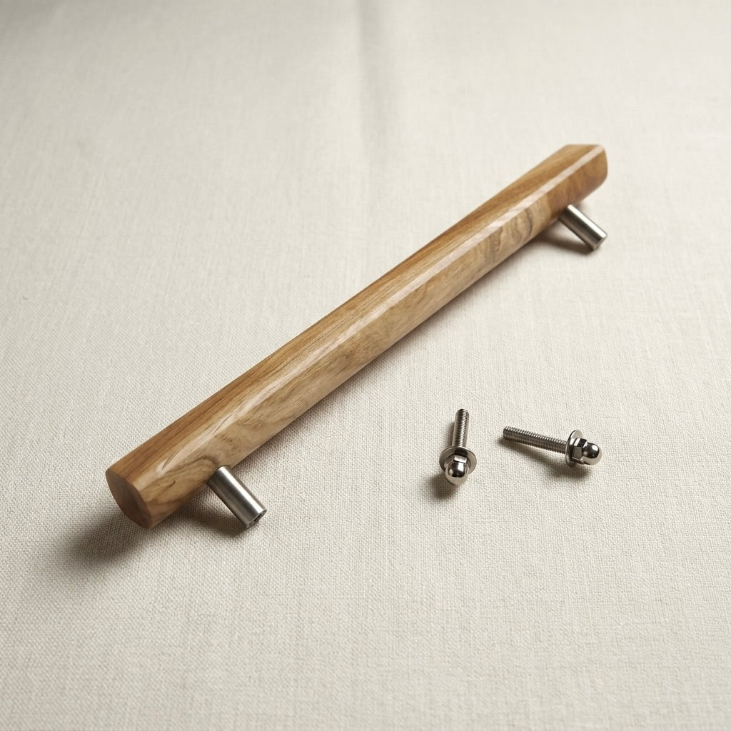 Teak Entry Door Pull Handle with Stainless Steel Endsa