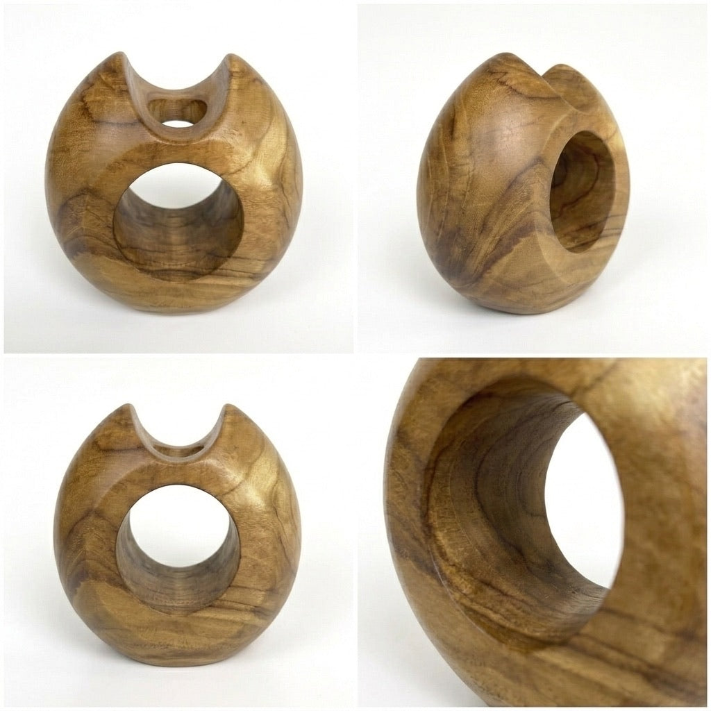 Teak test tube vase in natural finish as a flower holder