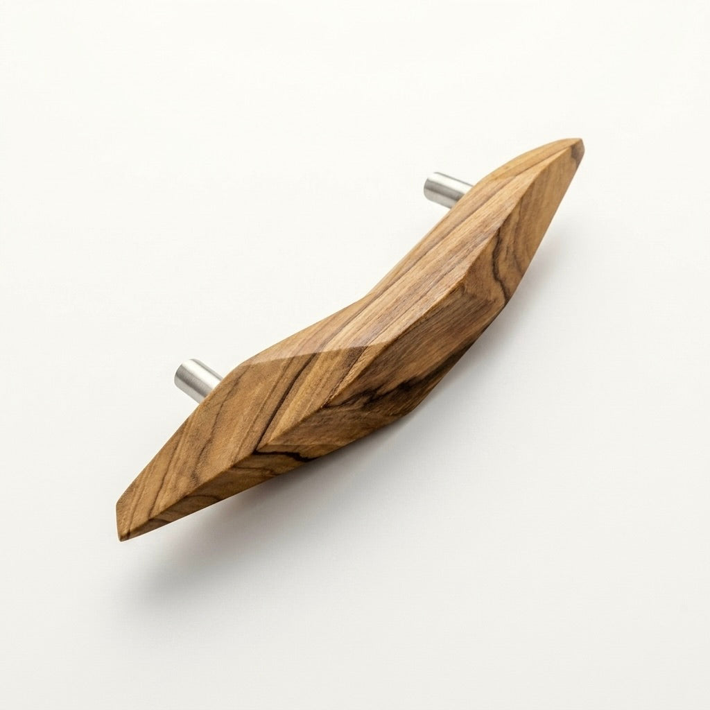 Teak French Door Pull Handle with Stainless Steel Accents