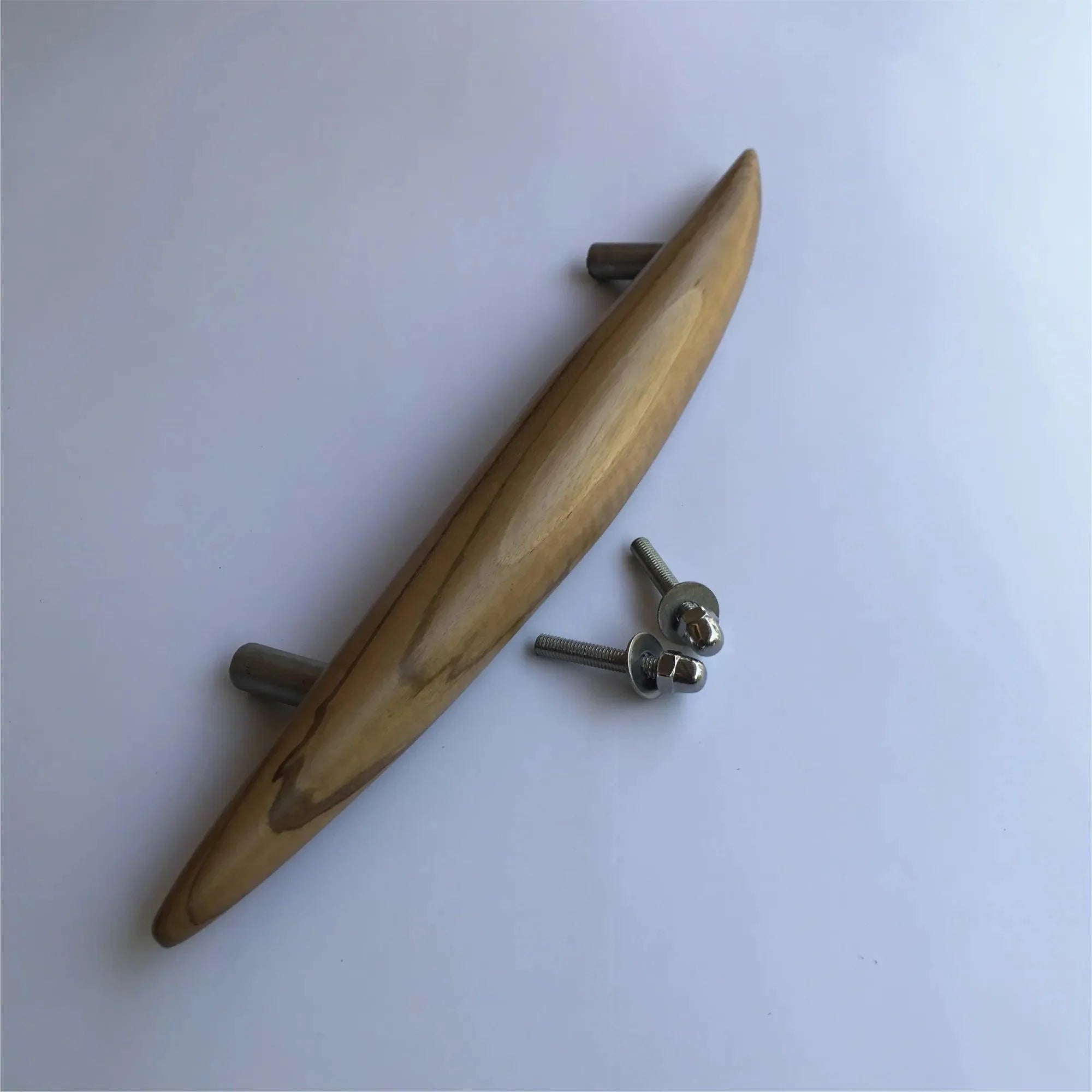 Wood Ceylon Front Door Handle in Natural Finish with Screws for Easy Installation